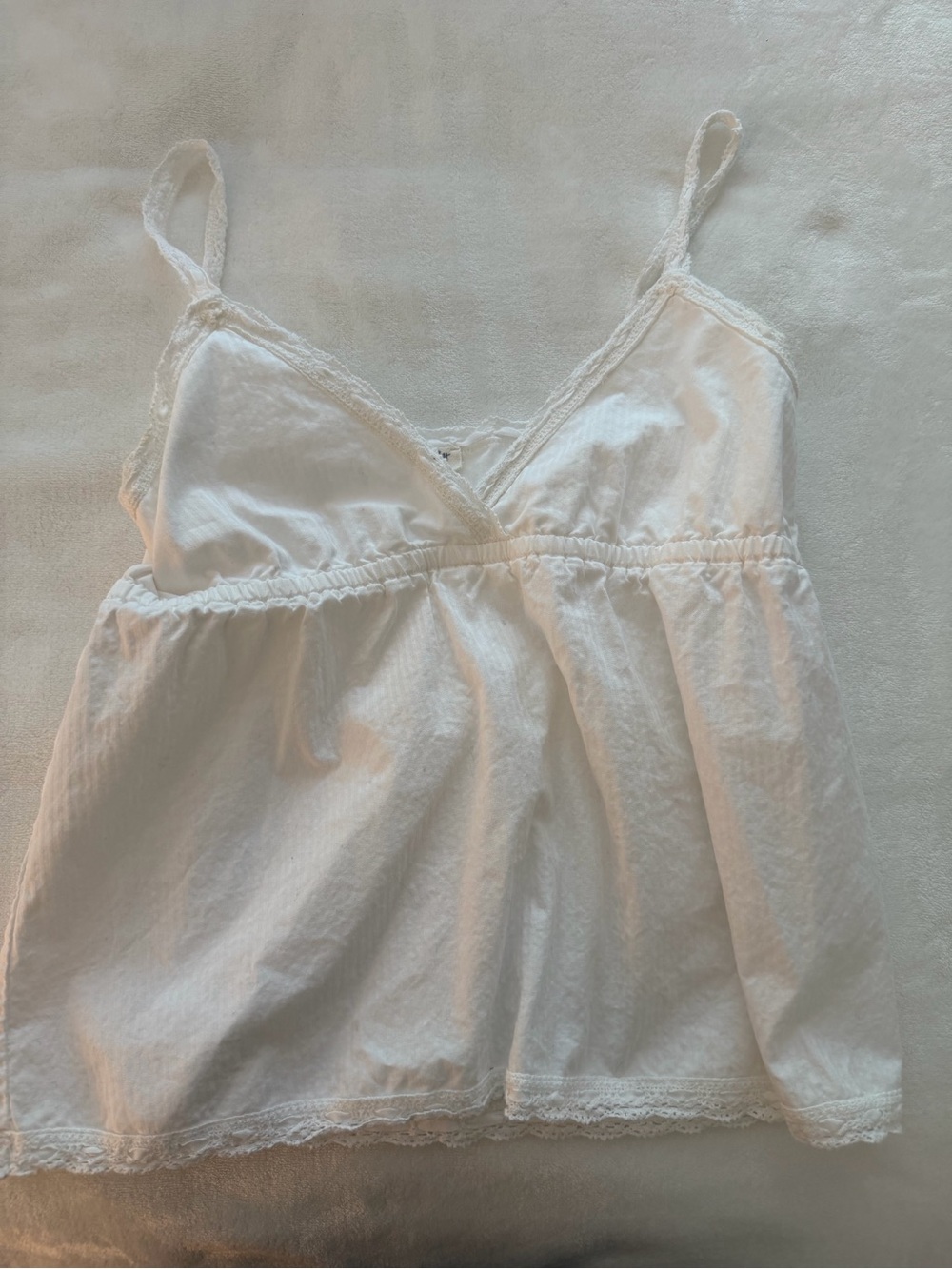 Brandy Melville White Lace-Trim V-Neck Cami